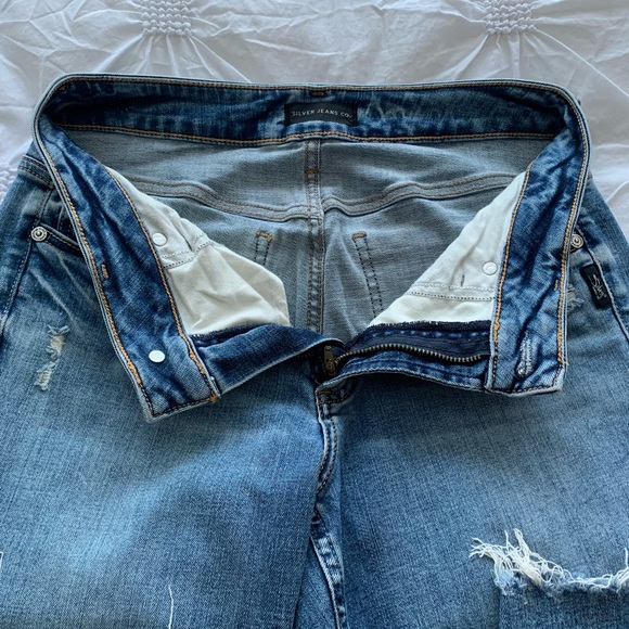 Silver cropped stonewashed jeans - Picture 3 of 4